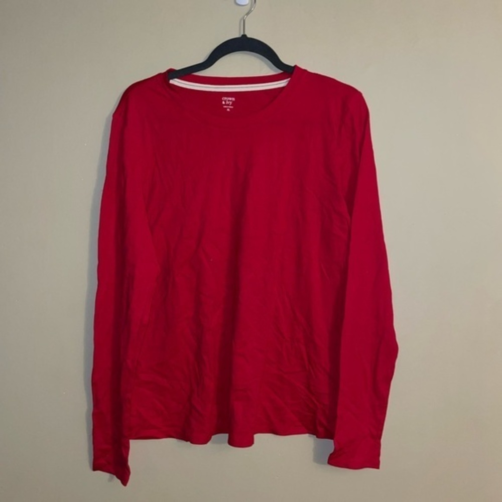 Crown & Ivy Women Long Sleeve Crew Neck Red Shirt Size XL